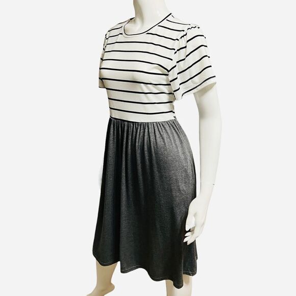 Spadehill  Midi Dress Gray White & Black size Small - Picture 3 of 7
